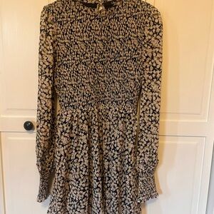 Lulu's Navy and Cream Floral Long Sleeve Dress